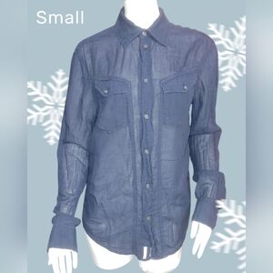 Armani Exchange Deep Blue Button-Up Shirt